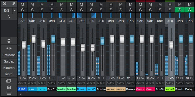 Console de mixagem organizado
